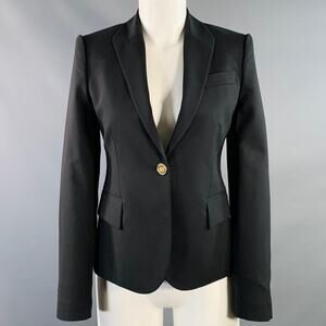 GUCCI Size 2 Black Wool Blend Peak Lapel Jacket Blazer
